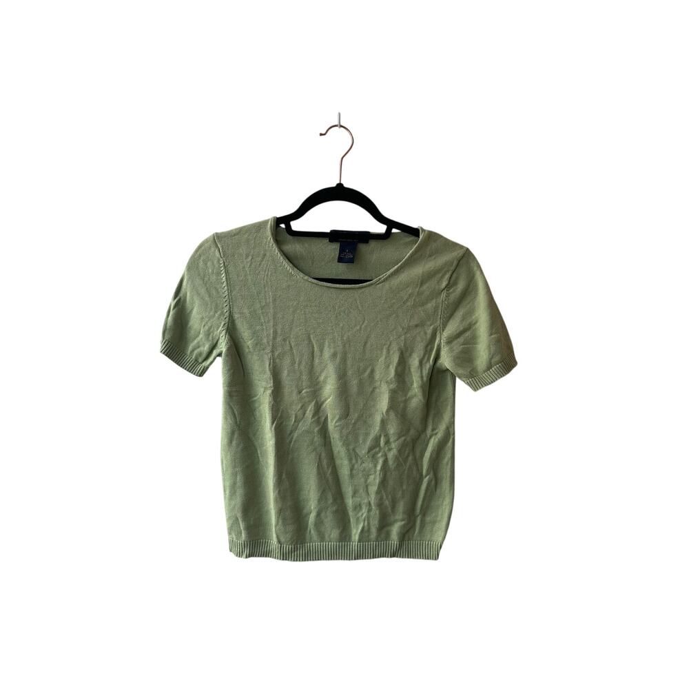 Brooks Brothers Olive Green Silk Cotton Short Sleeve Sweater Size S